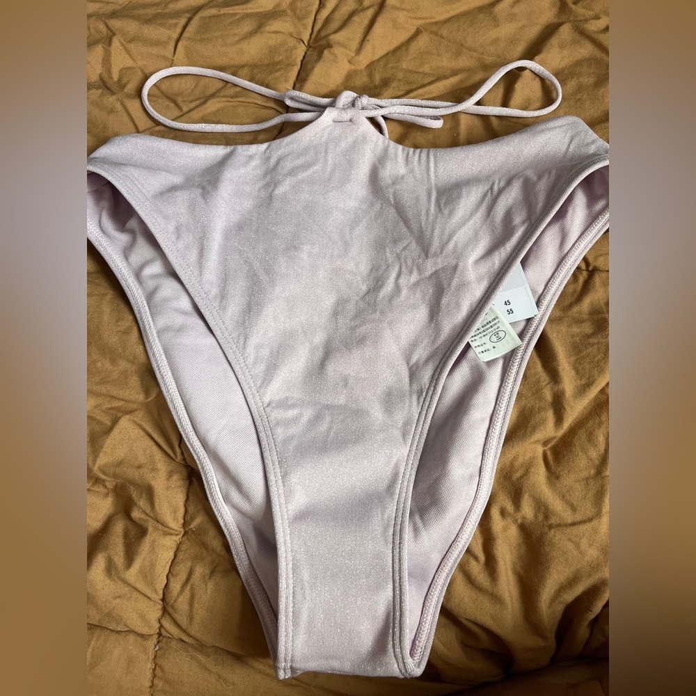 light sparkly Abercrombie purple high waisted bikini bottom. New w tags size s